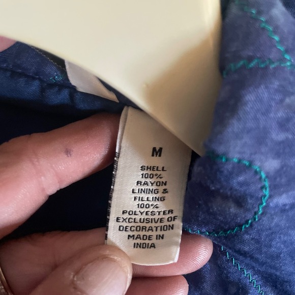 French Laundry Quilted Jacket Women's Medium Blue Teal Paisley Floral - Picture 3 of 5